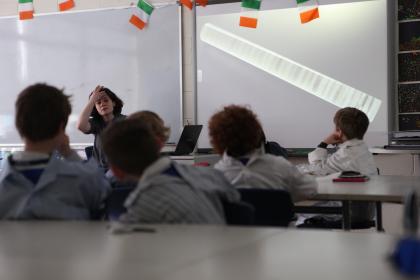 Still of a piece of ice from Jane Fogarty’s presentation that explores ways of looking at marking time passing. Co. Dublin boys’ primary school. Image credit: Jennie Guy