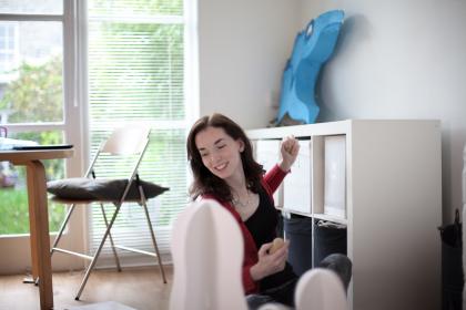 Rachel Tynan working in her studio 